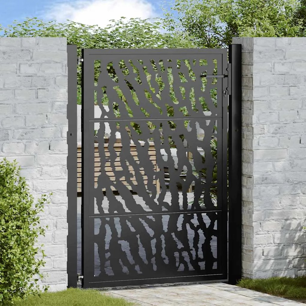 Cancello Giardino Nero 105x130 Cm İn Acciaio Design A Traccia /