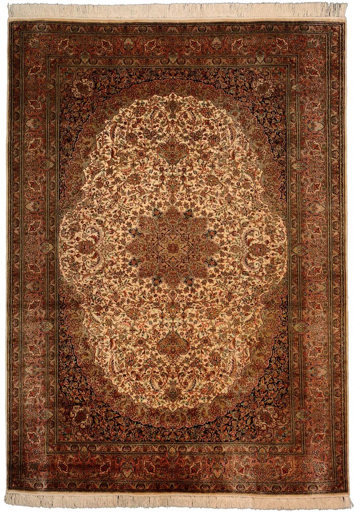 Cashmere Silk Tappeto orientale 220 x 160 Beige (Indian) Annodato A Mano