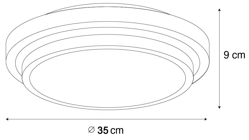 Plafoniera moderna nera e bianca 35 cm 2 luci IP44 - Walden