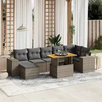 Set Divano da Giardino 8 pz con Cuscini Grigio in Polyrattan 3275937