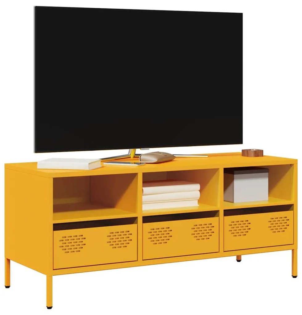 Mobile Tv Giallo Senape 101,5x39x43,5 Cm İn Acciaio /