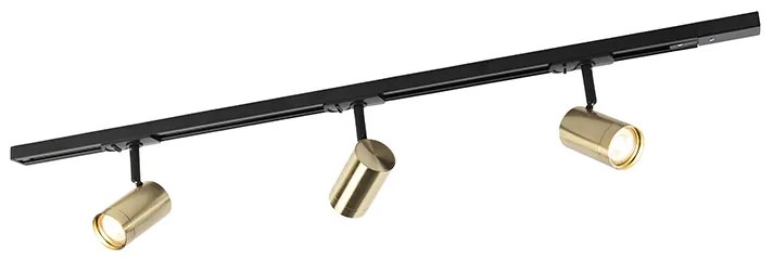 Sistema di illuminazione a binario moderno con 3 faretti oro 1 fase - Iconic Jeana