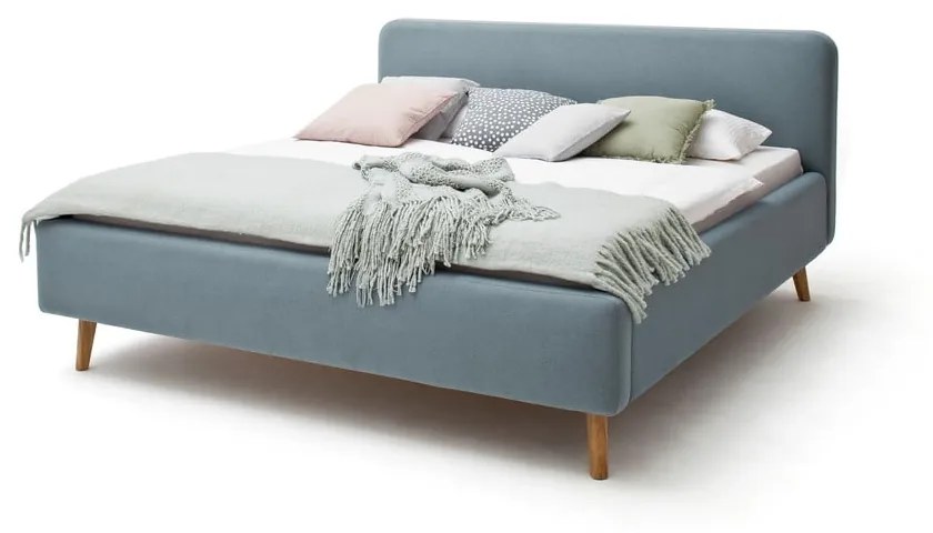 Letto matrimoniale imbottito blu/grigio 180x200 cm Mattis - Meise Möbel