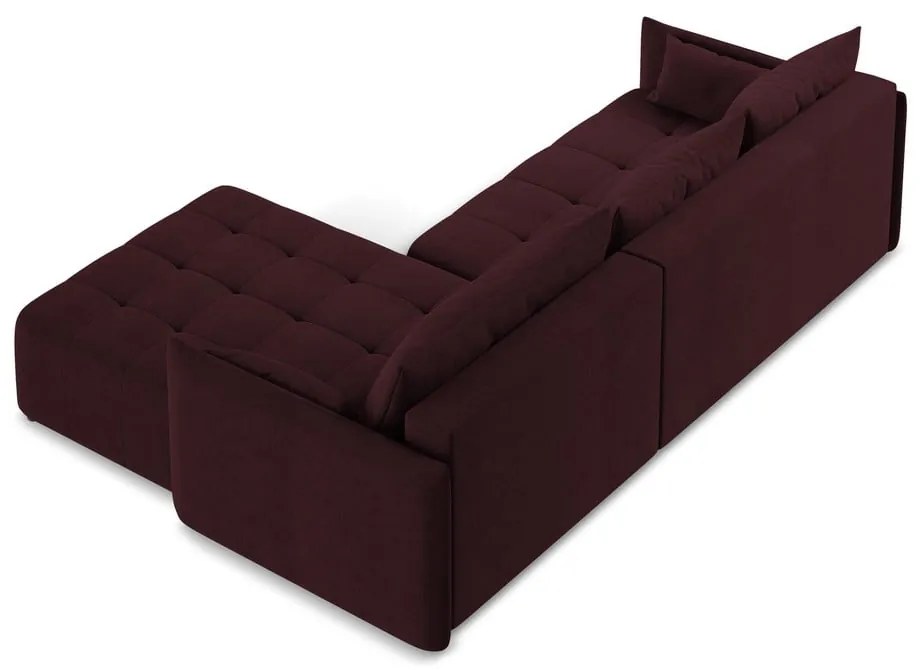 Divano angolare burgundy allungabile/con contenitore (con penisola a destra/con chaise lounge) Moku – Makamii