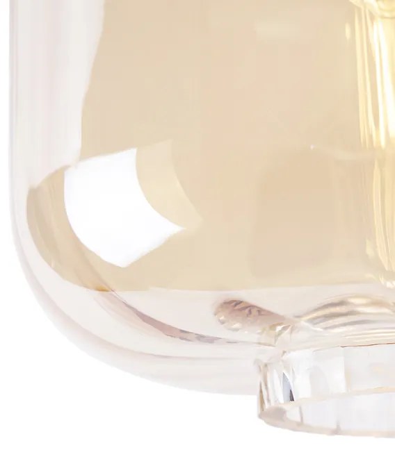 Plafoniera di design nera con vetro ambrato - Qara