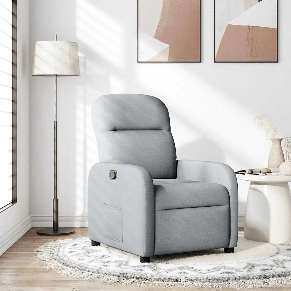 Poltrona Reclinabile İn Tessuto Grigio Chiaro /