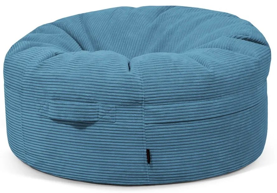 Puof a sacco blu con rivestimento in velluto a coste Roll 105 – SLOWDOWN