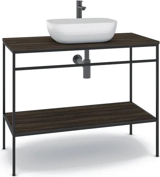 Mobile bagno da terra con lavabo L 100 x H 92 x P 45.5 cm nero fumè per vasca centrale Outline
