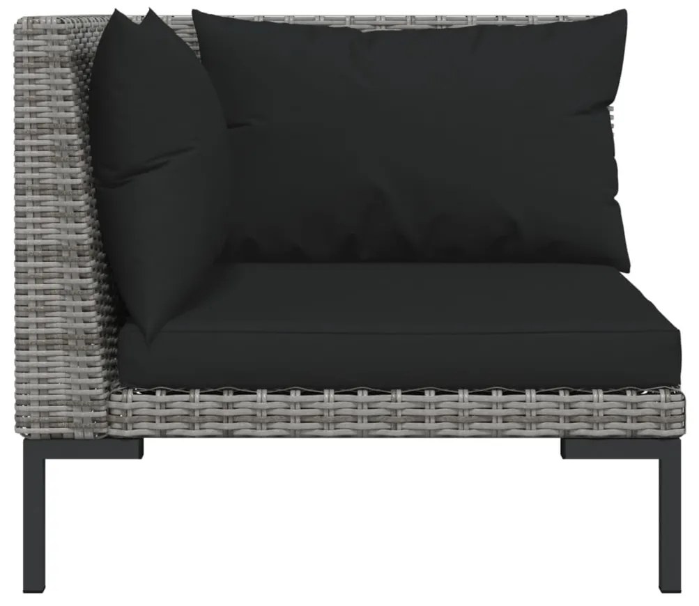 Set Divani da Giardino 9 pz con Cuscini Polyrattan Grigio Scuro