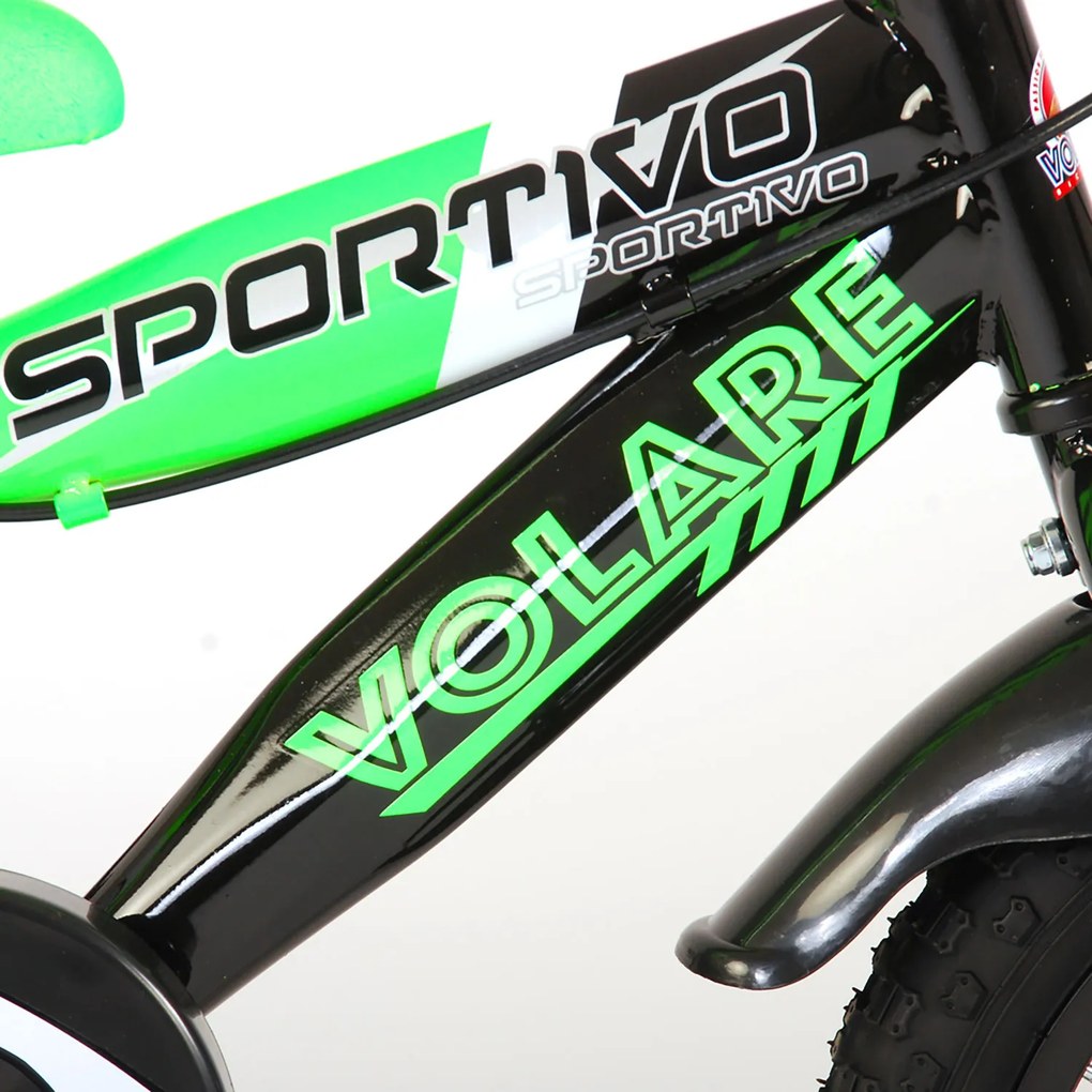 Bicicletta per Bambini 14" Stabilizzatori e Freni Caliper Verde...