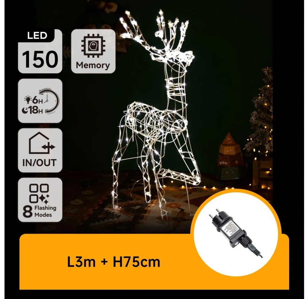 Aigostar - Decorazione natalizia LED da esterno LED/3,6W/31/230V 2700K 75 cm IP44 renna