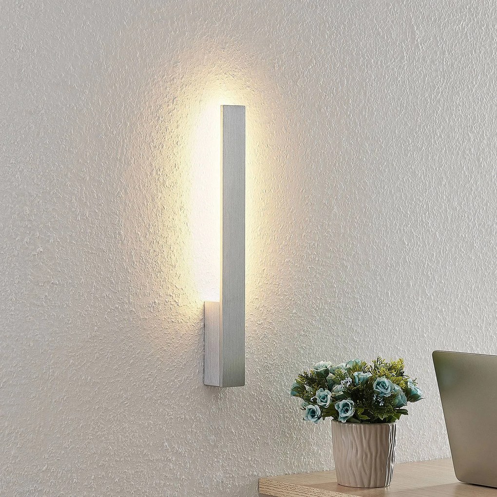 Applique a LED Arcchio Ivano, altezza 43 cm, alluminio spazzolato