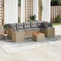 Set Divano da Giardino 8 pz con Cuscini Beige in Polyrattan 3257690