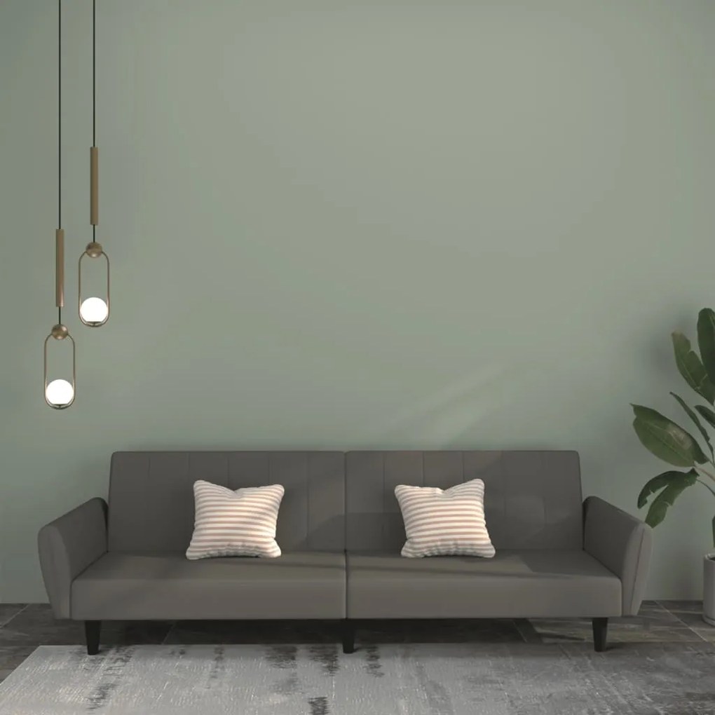 Divano Letto A 2 Posti Grigio Scuro İn Velluto /