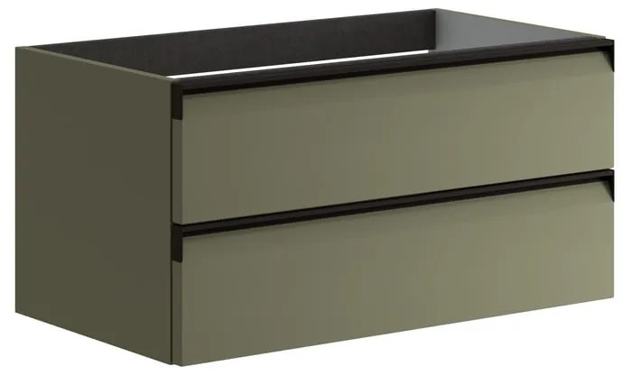 Mobile da bagno sospeso sotto lavabo L 79.5 x H 40 x P 45.5 cm verde salvia laccato opaco, 2 cassetti VISOBATH Fusion