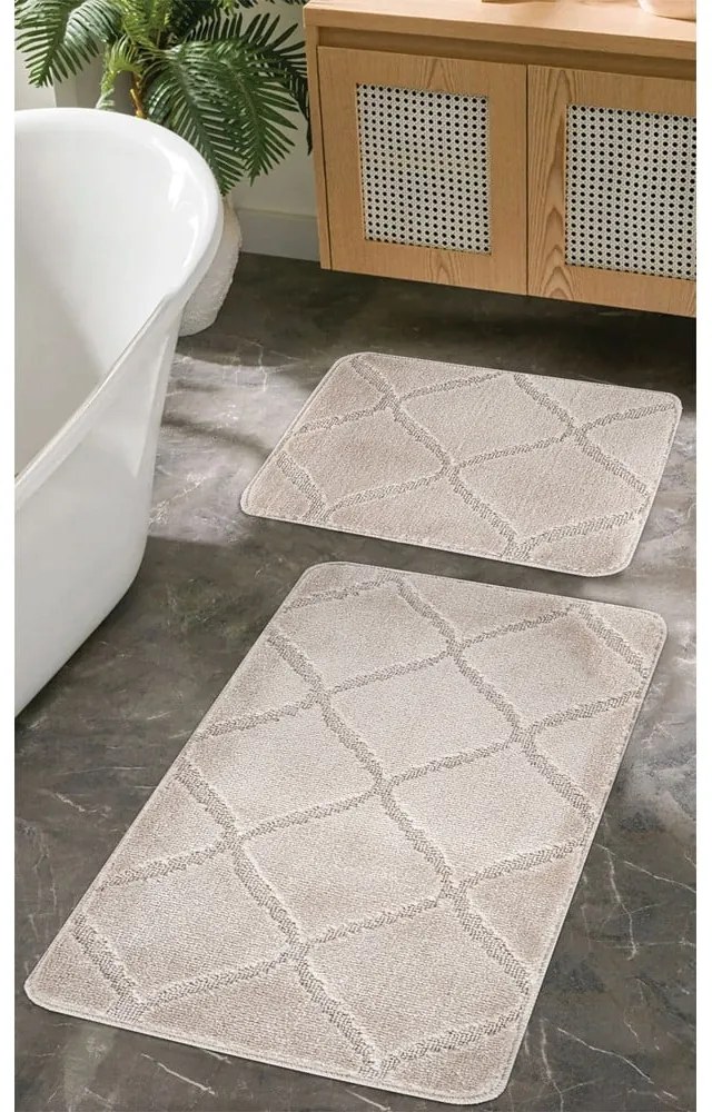 Set di tappetini per il bagno marrone chiaro 2 pz 50x80 cm Cizgili – Foutastic