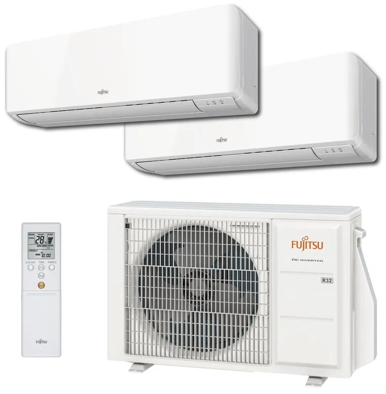 Condizionatore a muro multisplit inverter FUJITSU KM 9 + 12 14000 BTU classe raffreddamento A+++, classe di riscaldamento A++, bianco