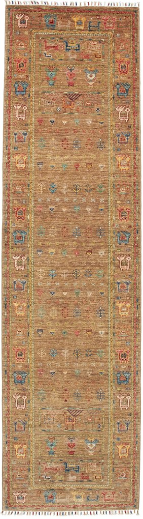 Samarkand Tappeto orientale 80x300 Verde (Pakistan) Annodato A Mano