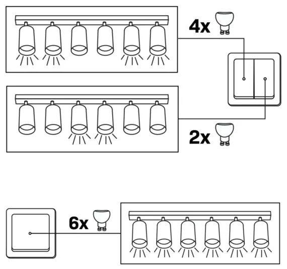 Faretto BAMBOO 6xGU10/10W/230V nero
