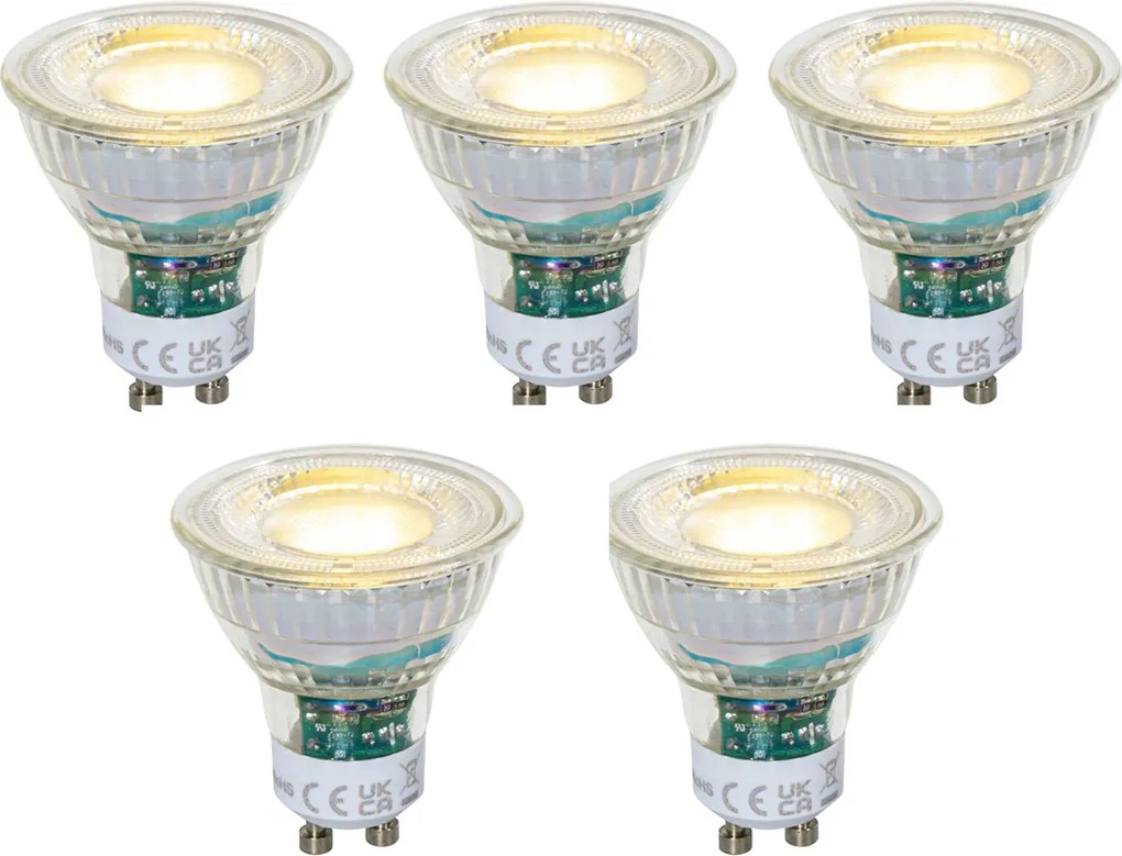 Set di 5 Lampadine LED GU10 50mm Trasparenti Dimmerabili 2.5W 450 lm 3000K