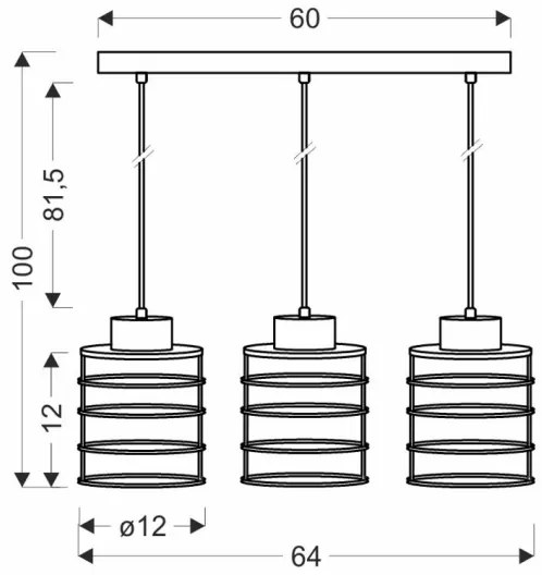 Lampadario a sospensione con filo GLOB 3xE27/40W/230V nero
