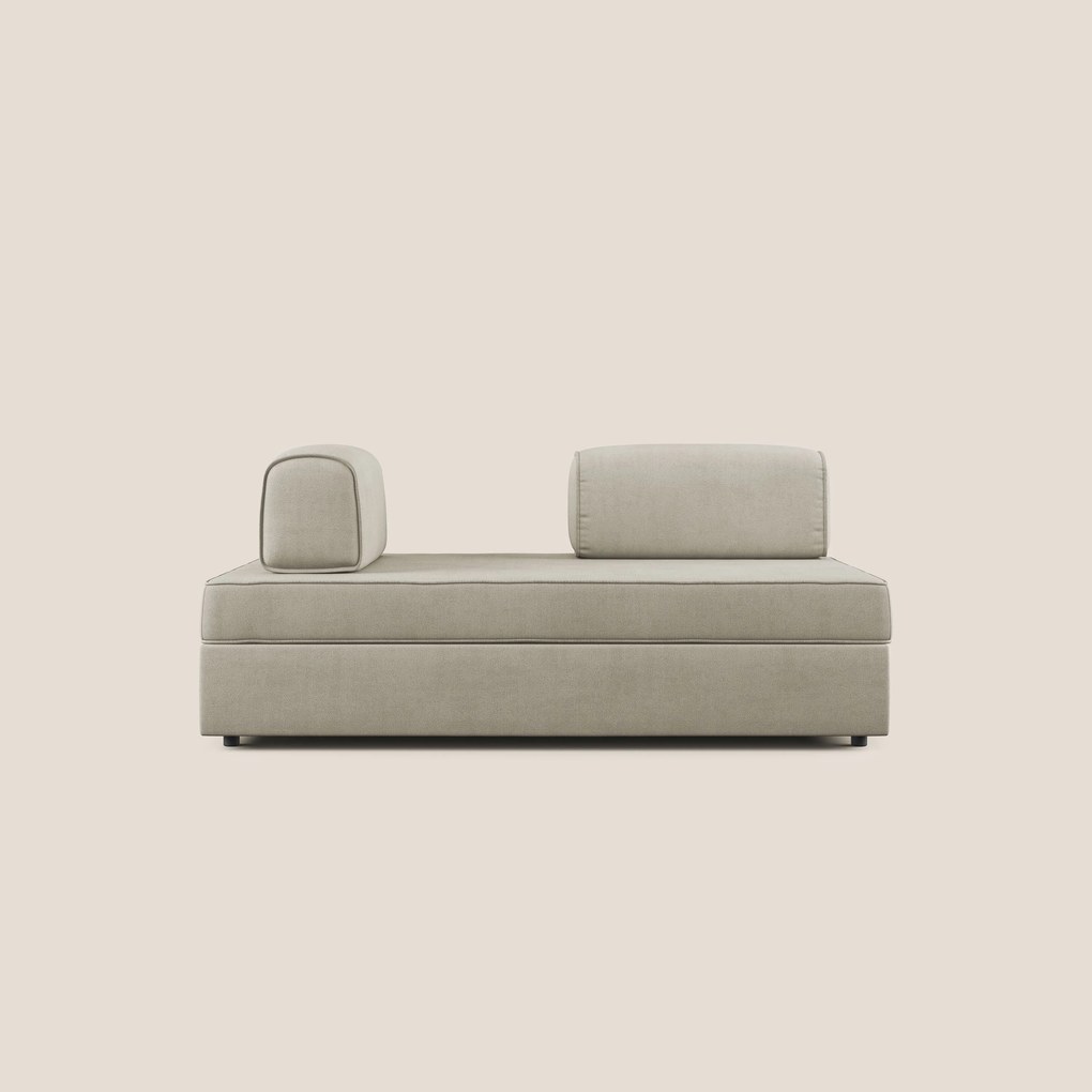 Liberty divano con pouf estraibile e schienali movibili in tessuto morbido impermeabile T02 panna