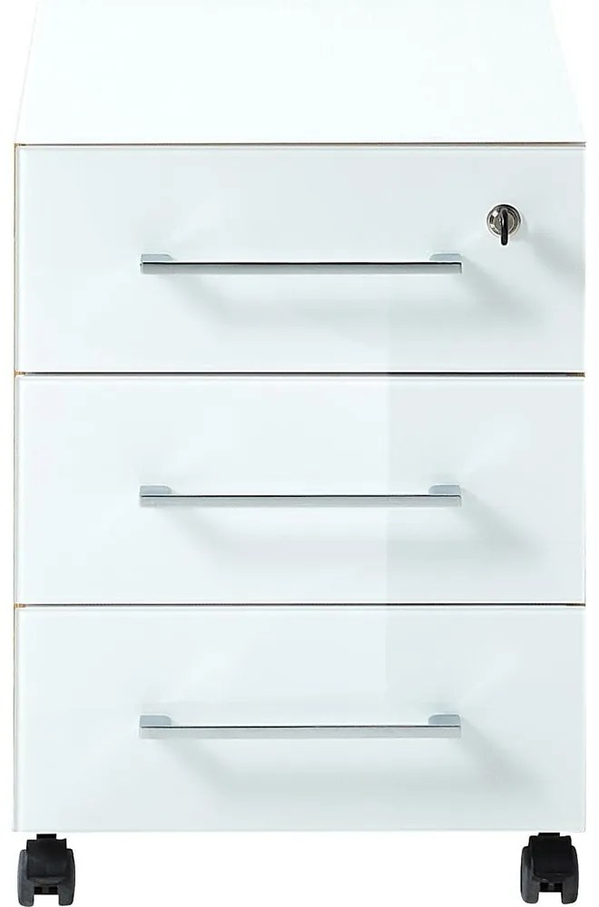 Armadietto bianco con effetto rovere con chiusura a chiave/su ruote 40x55x50 cm Monteria – Germania