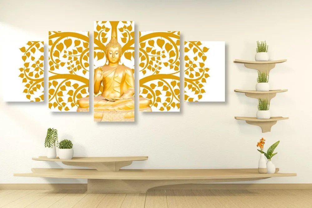 Quadri 5 pezzi – Buddha con l'albero della vita