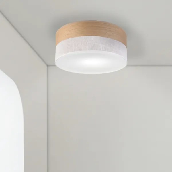 Plafoniera SIRJA WOOD 1xE27/15W/230V diametro 35 cm bianco/quercia