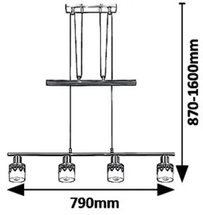 Rabalux 5345 - Lampadario a sospensione con filo LACEY 4xE14/40W/230V