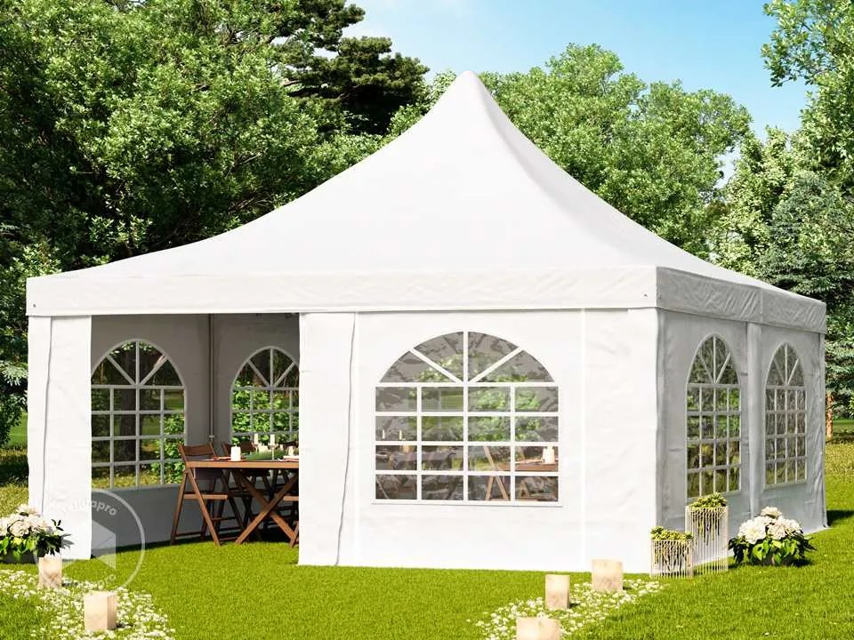 TOOLPORT Gazebo pagoda 5x5 m, telo in PVC, bianco - (1064)