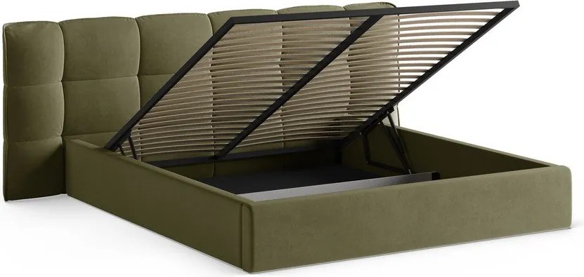 Letto matrimoniale imbottito verde con contenitore con rete inclusa 140x200 cm Eric – Micadoni