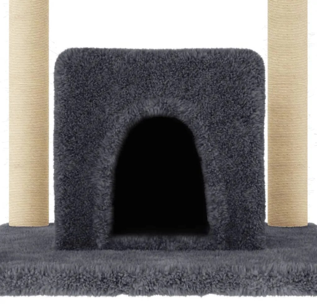 Albero per gatti con tiragraffi in sisal grigio scuro 154 cm