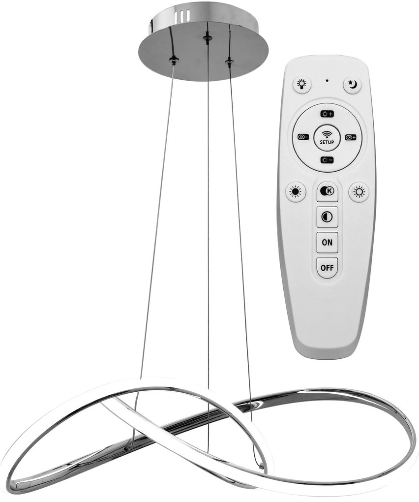 Lampada Da Soffitto Pensile Ring Moderno LED+Telecomando APP393-CP Cromo