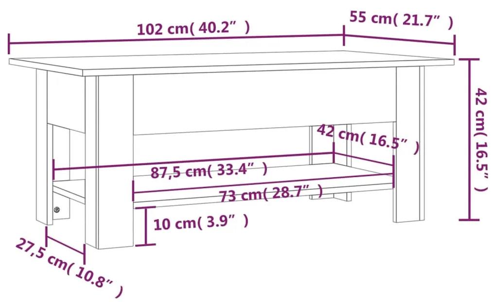 Tavolino da Salotto Rovere Sonoma 102x55x42 cm in Truciolato
