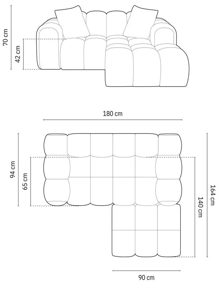 Divano angolare color crema (con penisola a destra/con chaise lounge) con rivestimento in ciniglia Treno – Cosmopolitan Design