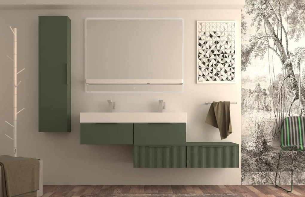 Cassetti in truciolare verde opaco Modula