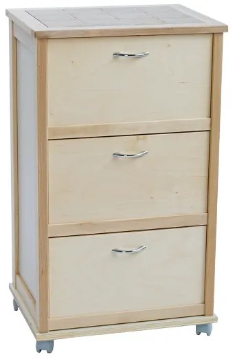 Carrello mobiletto con ante a ribalta e piano in mattonelle NATURALE