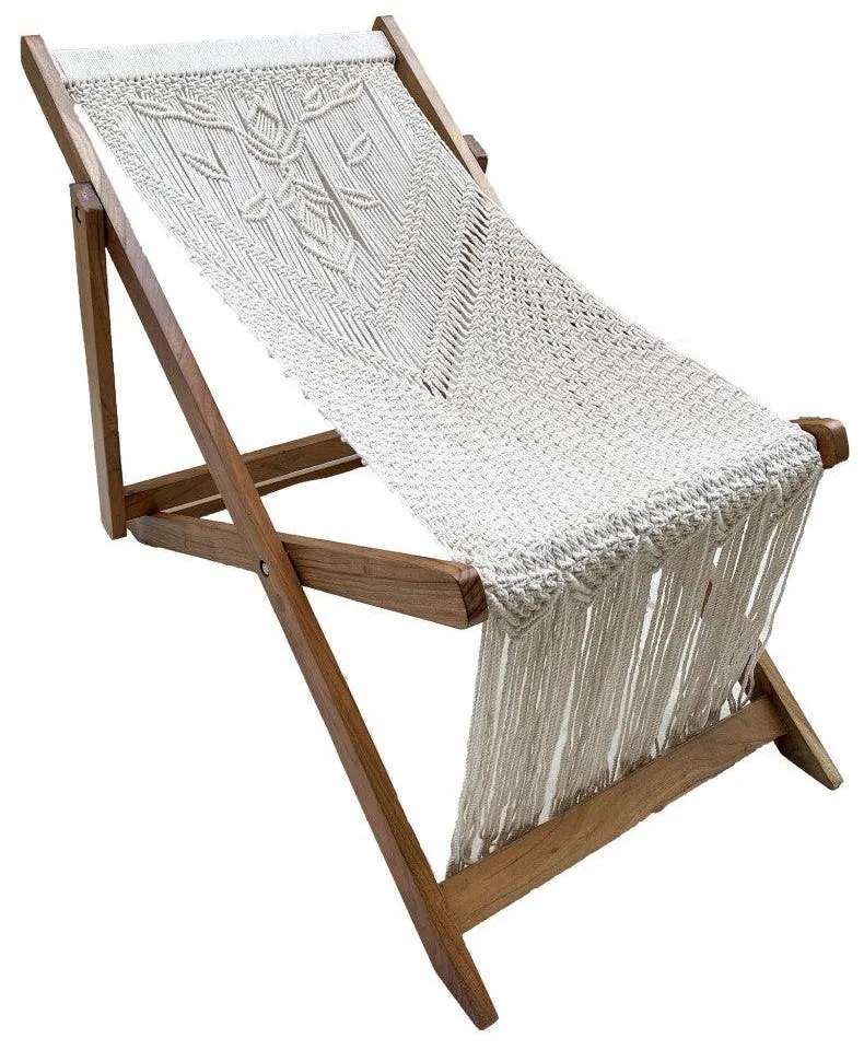 Sedia Tunisi Cotone - Marrone/Bianco, Rettangolare, 144x60x16cm