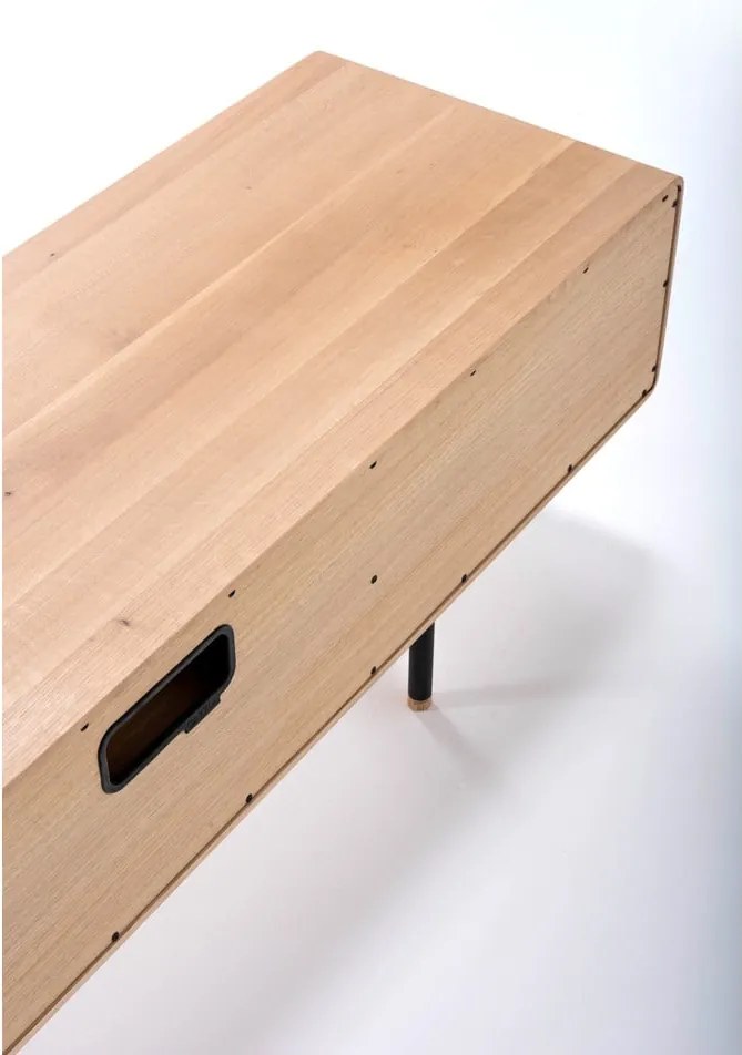 Mobile TV nero-color legno naturale in legno di quercia 160x48 cm Fina - Gazzda