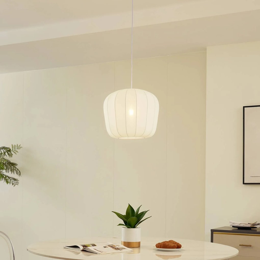 Lampada a sospensione Helin Lindby, dimmerabile, Bianco / Opale, Soggiorno / Sala da pranzo, Tessuto / Stoffa / Seta, Moderno, Lampada a sospensione