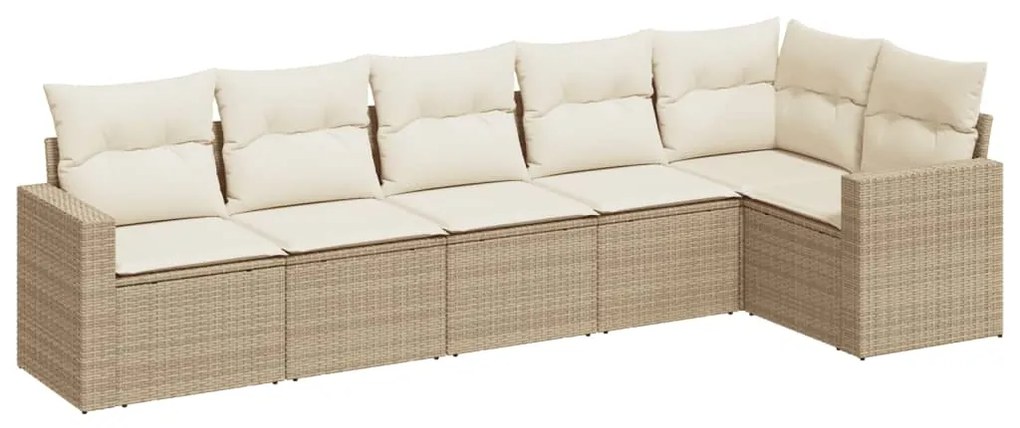 Set divano da giardino 6 pz con cuscini beige in polyrattan