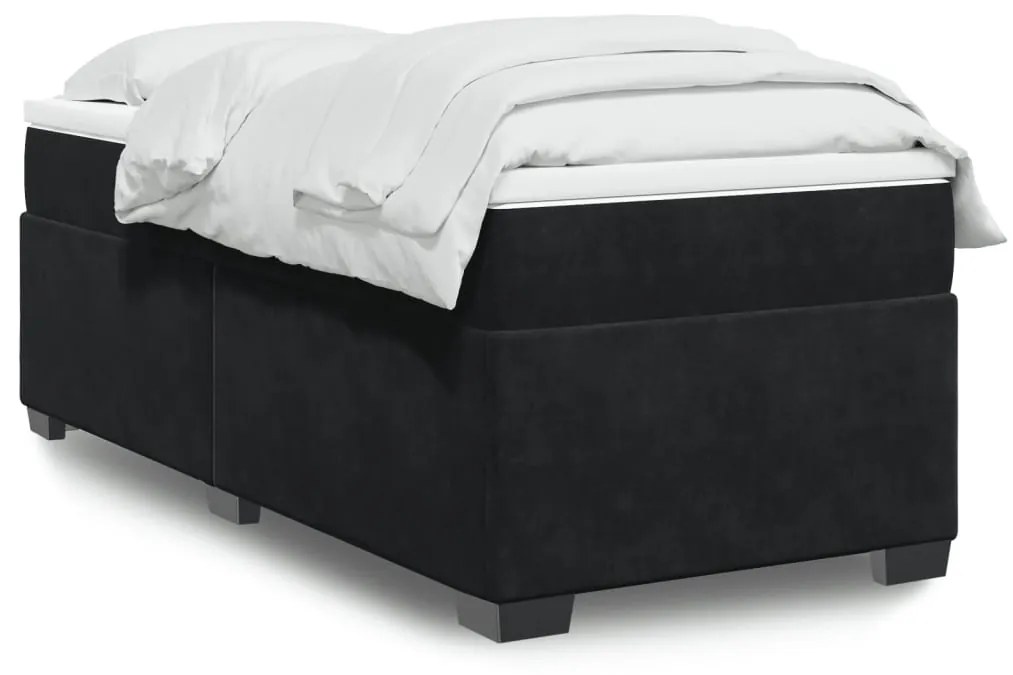 Giroletto A Molle Con Materasso Nero 80x200 Cm İn Velluto /