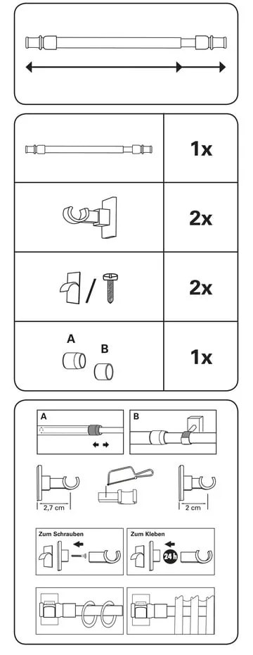 Asta estensibile in metallo per vetro colorato 55 - 85 cm - SP TREND