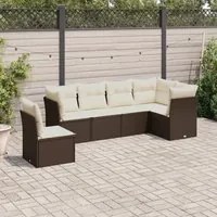 Set Divano da Giardino 6 pz con Cuscini Marrone in Polyrattancod mxl 111246