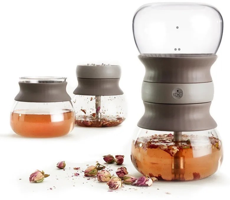 Teiera marrone chiaro in vetro con filtro 500 ml – Lékué