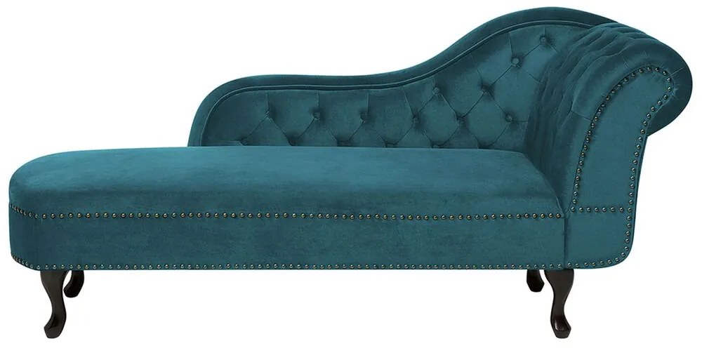 Chaise longue destra in velluto verde acqua NIMES Beliani