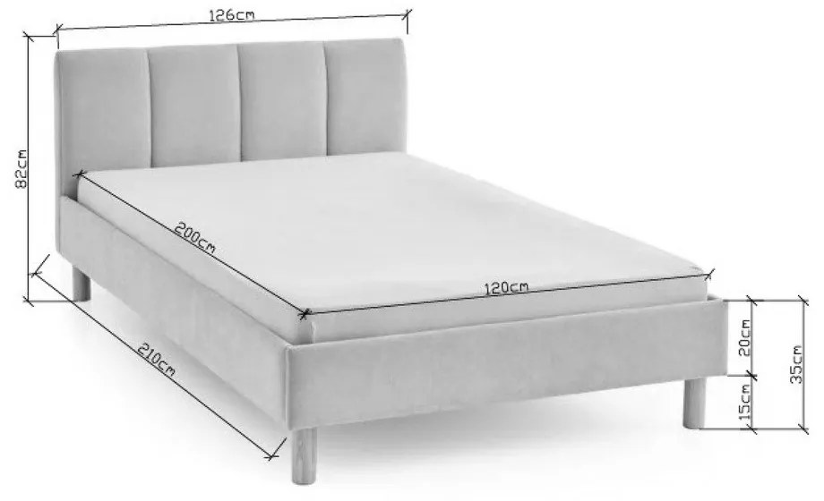 Letto singolo imbottito beige rete non inclusa 120x200 cm Joker – Meise Möbel