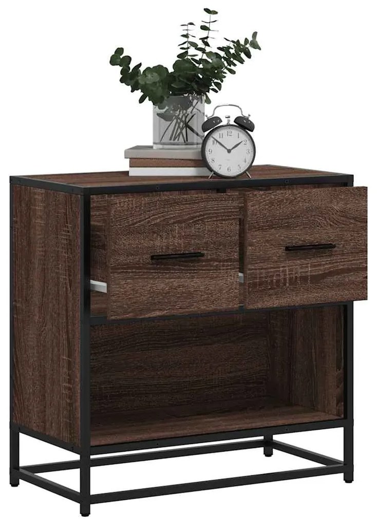 Comodino Rovere Marrone 60x31x60 Cm Legno Multistrato E Metallo /