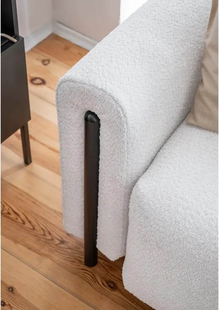 Divano grigio allungabile/con contenitore e rivestimento in bouclé 244 cm Arcadova – ELTAP